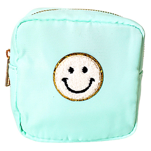 Bag - Mini Mint with chenille smiley face
